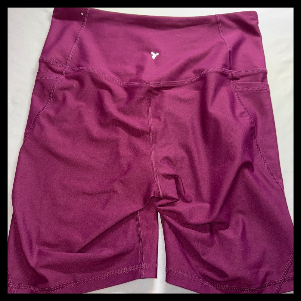 Old Navy Bike Shorts Bundle Womens L Red Burgundy Powersoft High Rise Activewear - Picture 9 of 10